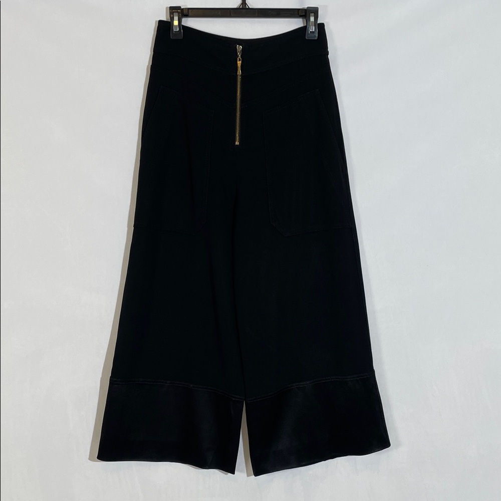 Derek Lam 10 Crosby Wide Leg Front Zipper Pants Size 4 Black - Picture 3 of 14